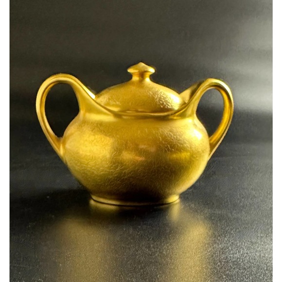 Vintage Osborne Chicago Fine China Sugar Bowl 24 K Gold Plated Etched Signed - Picture 6 of 12